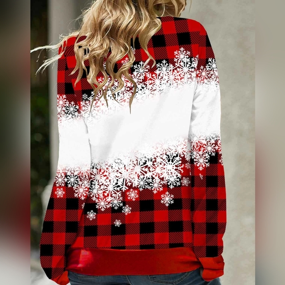 Rotita - So cute! Snowman Print Drawstring Red Sweatshirt - Size: L - Picture 2 of 9